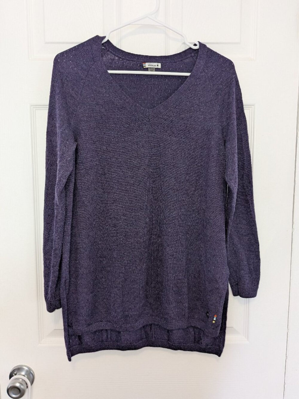 Smartwool Merino Wool Tunic Sweater Med Purple Outdoor Gorpcore V-Neck Granola